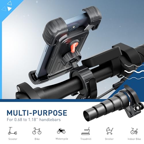 Hiboy Bike Phone Holder, 360° Rotatable Universal Motorcycle Phone Mount, Wrap Anti Shake Bicycle Scooter Handlebar Phone Clip for 5.1-6.8" Cellphone