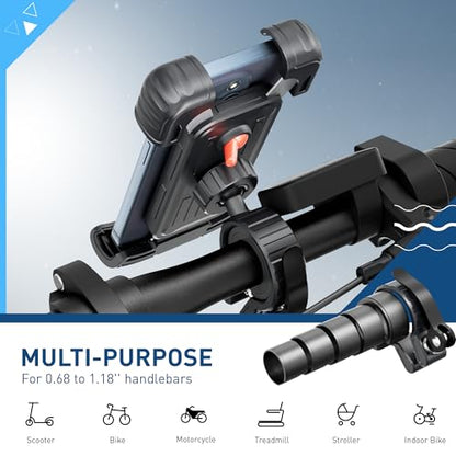 Hiboy Bike Phone Holder, 360° Rotatable Universal Motorcycle Phone Mount, Wrap Anti Shake Bicycle Scooter Handlebar Phone Clip for 5.1-6.8" Cellphone