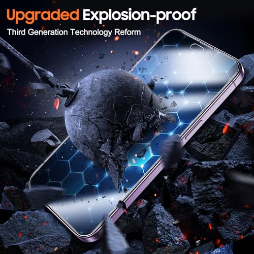 UniqueMe 2Packs Compatible with iPhone 14 Pro Max Privacy Screen Protector - 360°Anti-Spy 4way Tempered Glass Screen Protector 14 ProMax Zero Bubble Case Friendly [Automatic Dust Removal