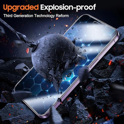 UniqueMe 2Packs Compatible with iPhone 14 Pro Max Privacy Screen Protector - 360°Anti-Spy 4way Tempered Glass Screen Protector 14 ProMax Zero Bubble Case Friendly [Automatic Dust Removal
