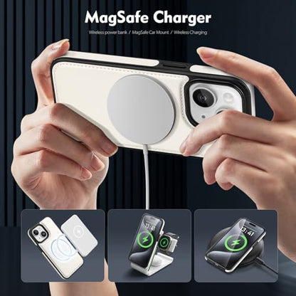 Shieldtop Compatible with MagSafe iPhone 14 Wallet Case,White | 2 in 1 Detachable Magnetic,Credit Card Holder Slots,RFID Blocking,PU Leather,Kickstand,Flip Folio Phone Cover for Men & Women - color: White, size: iPhone 14 6.1"