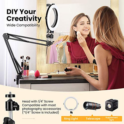 TARION Overhead Phone Stand Articulating Boom Stand Lazy Arm Black