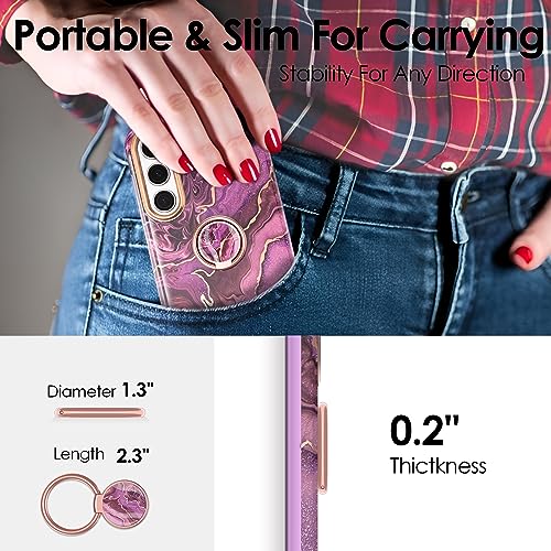 Phone Ring Grip Holder, 360° Rotation Cell Phone Grip Stand, Finger Ring Stand, Metal Finger Ring Grip Kickstand Compatible with iPhone 17 Pro Max 16 15 14 13 12 Magsafe Accessories, Purple - color: Lavender Purple