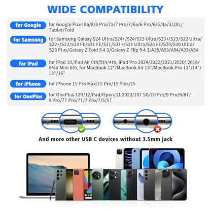 USB C Headphones Wired for Samsung S26 S25 Ultra S24 S23 Fe S22, Black - color: Black