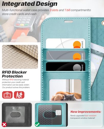 OCASE for iPhone 17 Pro Detachable Wallet Case with Card Holder, 2 in 1 PU Leather Flip Folio with RFID Blocking Stand Wrist Strap Shockproof Phone Cover 6.3 Inch 2025, Ice Blue - color: Ice Blue, size: iPhone 17 Pro