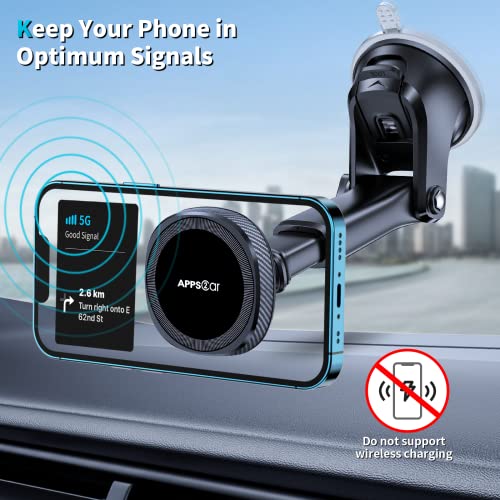 APPS2Car for Magsafe Car Phone Mount, Dashboard & Windshield Suction Cup - color: Black