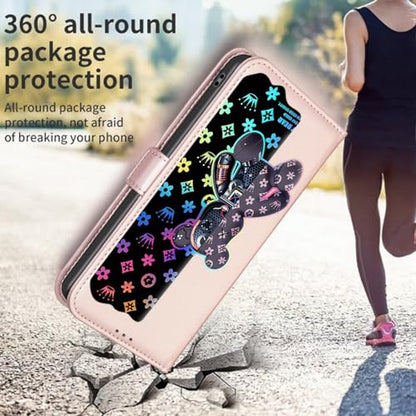 Case Compatible for UMIDIGI Power 5 Phone Case Flip Stand Cover [with Tempered Glass Screen Protector] JXX-Pink