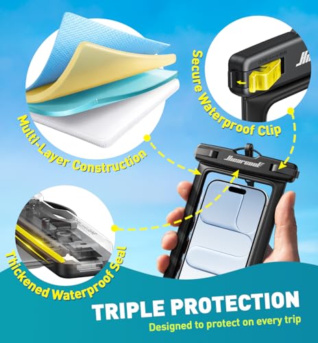 Hiearcool Waterproof Phone Pouch, Waterproof Phone Case, Black&Olive Green | Durable multilayer IPX8 protection; touchscreen access and fit up to 8.9 inches; cruise essentials 2026 for beach and pool - color: Black&Olive Green