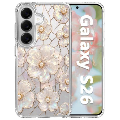 for Samsung Galaxy S26 Magnetic Case【Compatible with MagSafe】 Aesthetic Oil Painting Stained Glass Flower Design, Slim Fit Hard PC Back Shockproof Cute Clear Phone Cover, Light Pink - color: Light Pink, size: Galaxy S26