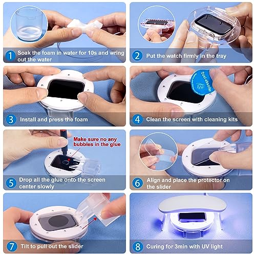 Compatible for Apple Watch Seires 9 8 7 Screen Protector 41mm, Tempered Glass 𝐇𝐢𝐝𝐞 𝐒𝐜𝐫𝐚𝐭𝐜𝐡𝐞𝐬 Full Coverage Bubble Free HD Film for iWatch Seires 9/8/7 41mm - 2 Pack - size: 41mm