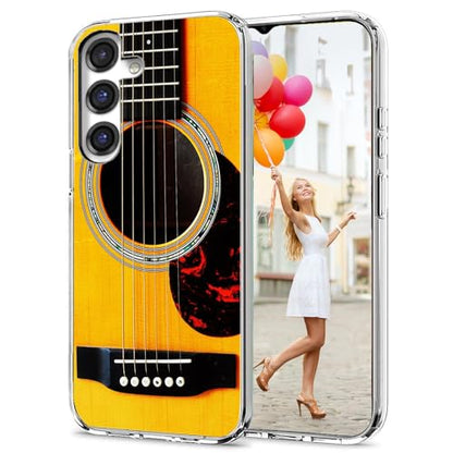for Samsung Galaxy S24 FE Case for Girl Women Men, Full Protective Shockproof Slim Soft TPU Clear Phone Cover Cases Design for Galaxy S24 FE,Funny Music Lover Fan Yellow Acoustic Guitar - color: funny yellow Acoustic guitar