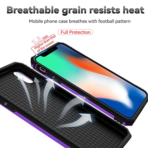 for iPhone XS Max Case with Camera Lens Cover HD Screen Protector, Dual Layer Military Grade Drop Protection Magnetic Ring Holder Kickstand Protective Phone Case for iPhone XS Max 6.5 inch (Purple) - color: Purple with camera cover Military-Grade 2nd gen