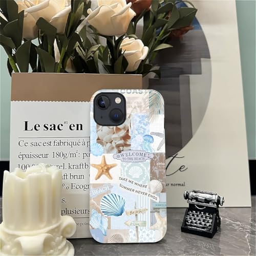 Case Compatible with iPhone 15 Plus, Cute Dual Layer Hybrid Phone Cover, Military Grade Drop Protection, Aesthetic Shockproof Phone Case for Women Girls, Boho Beach Summer Collage - color: Boho Beach Summer Collage, size: Iphone 15 Plus