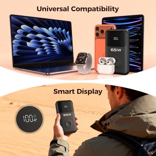 PANDUK 65W Power Bank, 20000mAh Laptop Portable Charger for Apple Watch