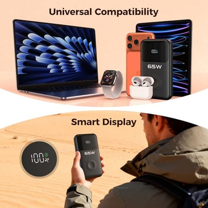 PANDUK 65W Power Bank, 20000mAh Laptop Portable Charger for Apple Watch