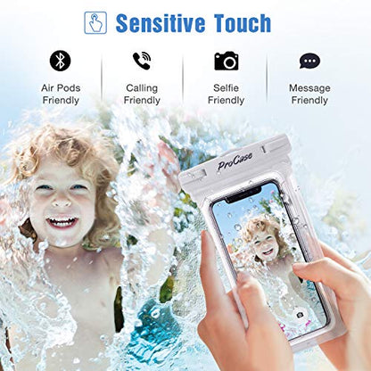 ProCase 2 Pack Waterproof Phone Pouch, Underwater Phone Case Up to 7", Dry Bag for iPhone 17 Air 16 15 14 13 Pro Plus Max, Galaxy S24 S23 S22 Ultra Pixel, Beach Essentials -White & Black - color: White/Black