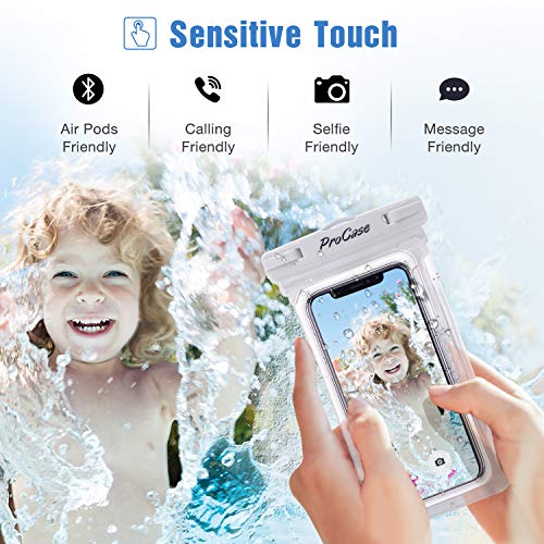 ProCase 2 Pack Waterproof Phone Pouch, Underwater Phone Case Up to 7", Dry Bag for iPhone 17 Air 16 15 14 13 Pro Plus Max, Galaxy S24 S23 S22 Ultra Pixel, Beach Essentials -White & Black - color: White/Black
