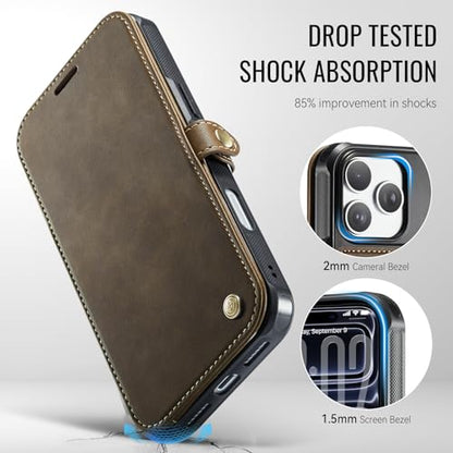 for iPhone 17 Pro Max Slim Case Wallet Wireless Charging, Brown - color: Brown, size: iPhone 17 Pro Max - 6.9"