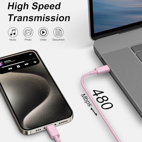 iPhone 17 16 15 Charger Fast Charging 10FT - 20W USB C Charger Block - color: Pink, size: 10FT
