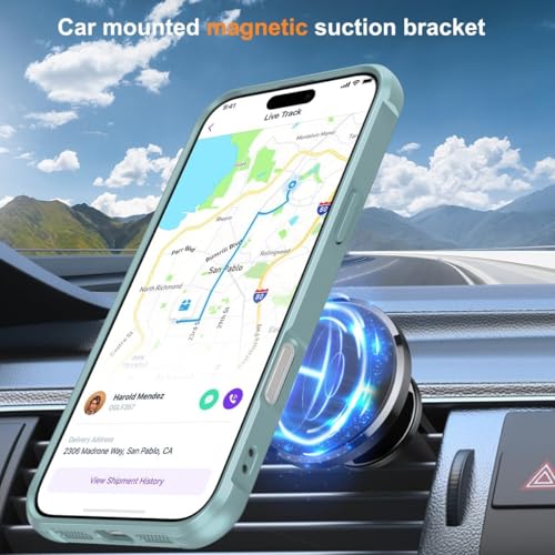 CHAOFEnG Magnetic Compatible with iPhone 16 Plus Case with Stand [Military Grade Drop Tested][Compatible with Magnet] Ring Translucent Slim Hard Back Soft Edge, Teal Green - color: Teal Green, size: iPhone 16 Plus
