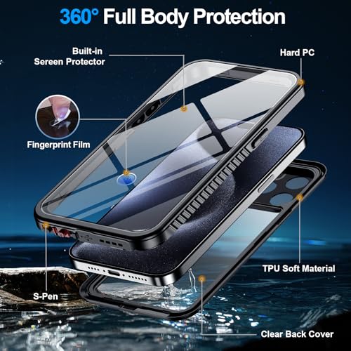 MOZOTER for iPhone 15 Pro Max Case Waterproof with Clear Sound | [IPX8 Underwater Case][Full Body Shockproof & Dropproof]Built-in Screen Protector for iPhone 15 Pro Max 6.7 inch-Black - size: For iPhone 15 Pro Max-6.7"