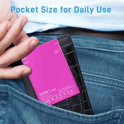 TNTOR Portable Charger with Built in USB-C Cable Ultra Slim Credit Card Size Power Bank for Pocket Wallet Battery Pack Compatible with iPhone 15 16 17 Series/Samsung/Google/Android etc