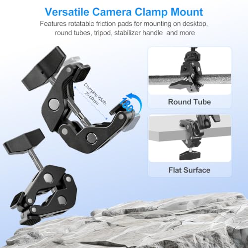 Desk Camera Mount Clamp Magic Arm Kit with Cable Clip for MagSafe for iPhone, Magnetic Overhead Phone Mount, 22" Adjustable Camera Boom Arm with Secure Grip for Smartphone Webcam Action Camera Mic - size: MS09