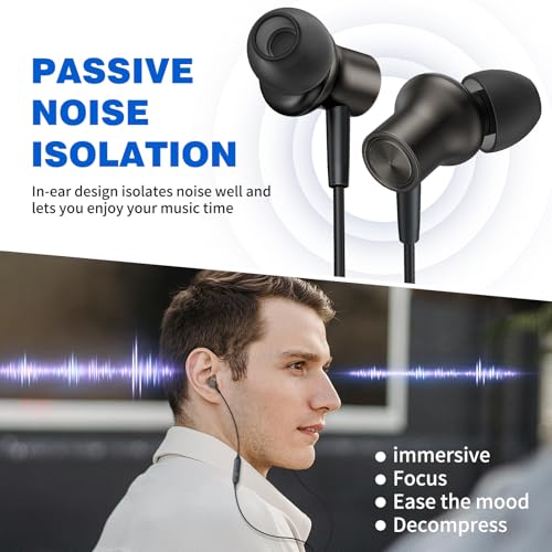 ASKUBSKU Wired Earbuds 3.5mm Headphones for Chromebook Laptop PC, Brown - color: Brown