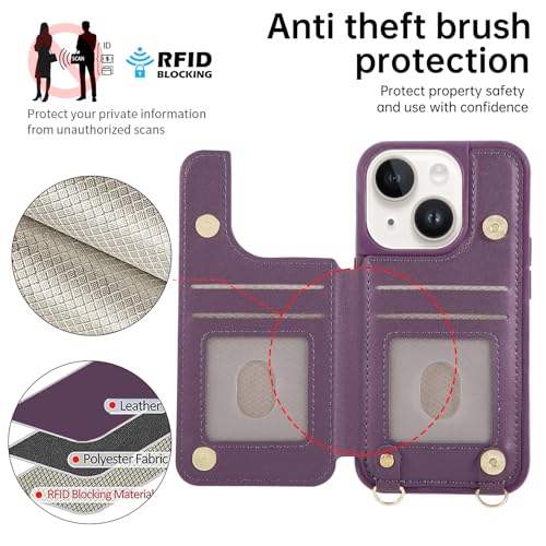 Crossbody Wallet Case for iPhone 11(6.1") with Detachable Strap - PU Leather Flip Folio with Card Slots & RFID Blocking, Sparkling Diamond Accents-Lavender - color: Lavender, size: iPhone 11(6.1")