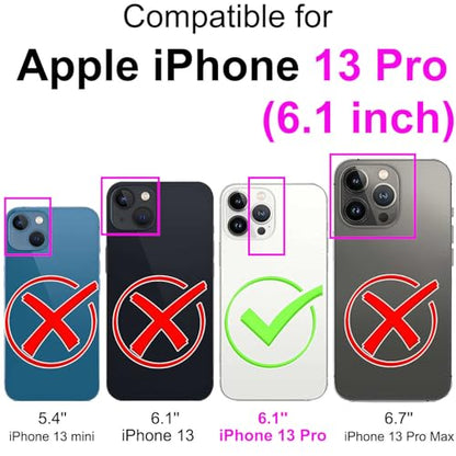 for iPhone 13 Pro Wallet case, Pink-Girl | 3 Card Holders, Kickstand, Shockproof TPU Shell, PU Leather, Magnetic Closure, Protective Flip Folio Cover, Women - color: 1