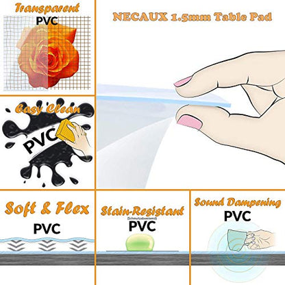 NECAUX Frosted PVC Table Cover Protector 12 x 18 Inch 1.5mm Thick - color: Frosted 1.5mm, size: 12" x 18"