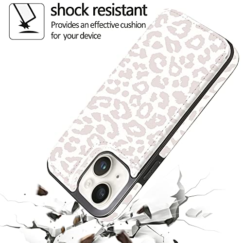 uCOLOR for iPhone 13/14 Wallet Case with Card Holder Beige Leopard | PU Leather RFID Blocking for Women Men Magnetic Clasp Kickstand 6.1" - color: Beige Leopard