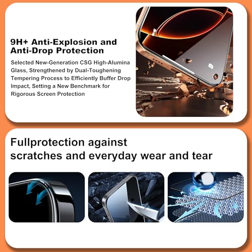 360° 4 Way Privacy Screen Protector for iPhone 16 Pro Max [2 Pack], Anti-Spy Tempered Glass, 9H Hardness Shatterproof, 3D Curved Edges, Case-Friendly, Bubble-Free Easy Installation - size: for iPhone 16 Pro Max