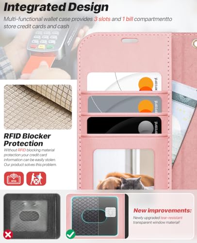 OCASE for iPhone 17 Detachable Wallet Case with Card Holder, 2 in 1 PU Leather Flip Folio with RFID Blocking Stand Wrist Strap Shockproof Phone Cover 6.3 Inch 2025, Light Pink - color: Light Pink, size: iPhone 17