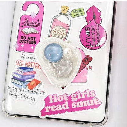 Light Blue Lrregular Gemstones Expandable Collapsible Grip, for with Kindle E-Readers, iPhones and Smartphones,Rotating Folding Elastic Base, A Gift for Book Lover