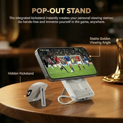 2026 FIFA Licensed 10000mAh Magnetic Power Bank with Built-in Cable and Stand, 15W Wireless Battery Pack for iPhone 17/16 Series, Apple Watch, FIFA World Cup 2026 Official Merchandise,Titanium Silver - color: Titanium Silver