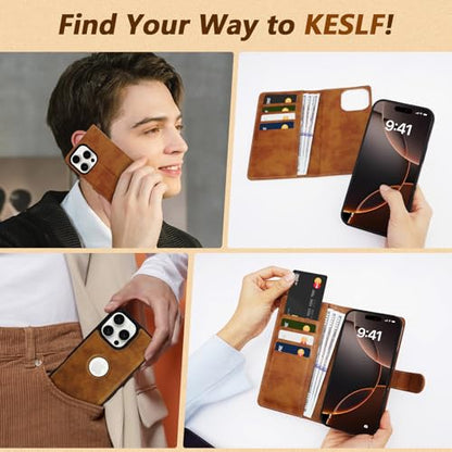 2 in 1 PU Leather for iPhone 13 PRO MAX Leather Case, Detachable Wallet Case with Card Holder, Removable Flip Cover with RFID Blocking, Stand Shockproof Phone Cover（Compatible with MagSafe） Brown - color: Brown, size: Iphone 13 pro max