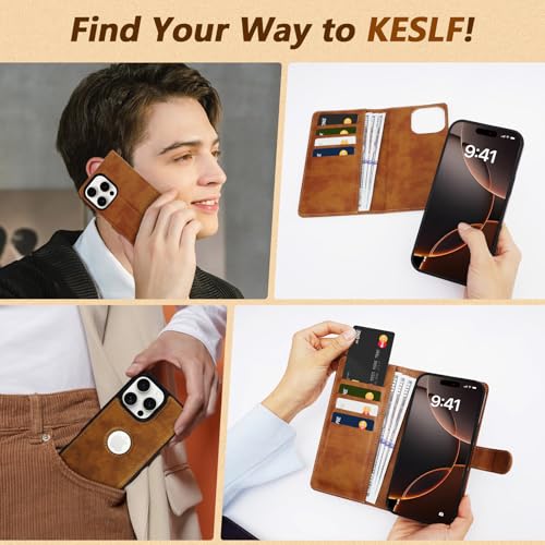 2 in 1 PU Leather for iPhone 14 Pro Case, Detachable Wallet Case with Card Holder, Removable Flip Folio Cover with RFID Blocking, Stand Shockproof Phone Cover（Compatible with MagSafe） Brown - color: Brown, size: Iphone 14 pro