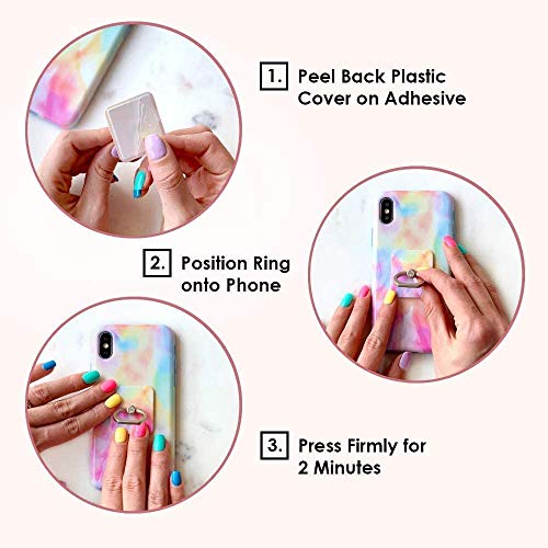 Velvet Caviar Cell Phone Ring Holder - Finger Ring & Stand - Improves Phone Grip Compatible with iPhone, Galaxy and Most Cases (Except Silicone/Leather) - Pastel Tie Dye - color: Pastel Tie Dye