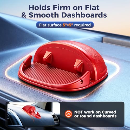 Loncaster Car Phone Holder, Car Phone Mount Silicone Car Pad Mat for Various Dashboards, Slip Free Desk Phone Stand Compatible with iPhone, Samsung, Android Smartphones, GPS Devices and More (Red) - color: Red-1pack