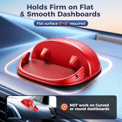 Loncaster Car Phone Holder, Car Phone Mount Silicone Car Pad Mat for Various Dashboards, Slip Free Desk Phone Stand Compatible with iPhone, Samsung, Android Smartphones, GPS Devices and More (Red) - color: Red-1pack
