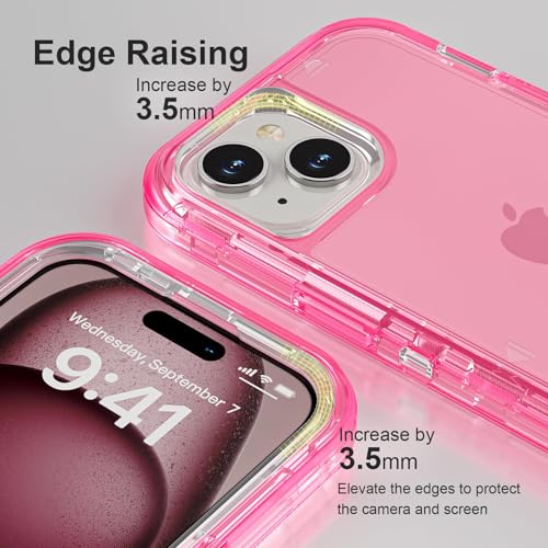 Follaroma for iPhone 15 Case, Heavy Duty Shockproof Protection Phone Cases, Anti-Drop, Dual Layer Transparent Protective Cover Compatible with iPhone 15, 6.1 inch,Crystal Pink - color: Pink, size: iPhone 15 6.1‘’