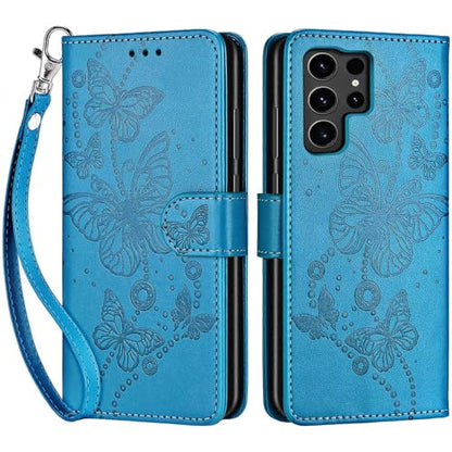 for Samsung Galaxy S24 Ultra Wallet case, Blue-Butterfly | 3 Card Holders, Kickstand, Shockproof TPU Shell, PU Leather, Magnetic Closure, Protective Flip Folio Cover, Women - color: 8
