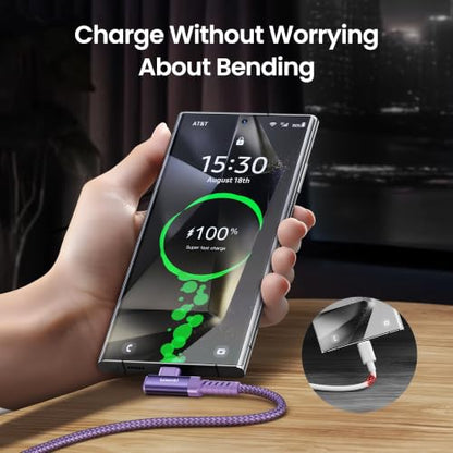 toocki USB C Cable Right Angle, 2-Pack 10ft USB A to USB C Charger Cable - color: Purple, size: 10FT+10FT