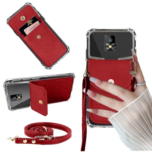 for HotPepper Tepin Case, Hot-Pepper Tepin Wallet Phone Case Back with Card Holder, Shockproof PU Leather Cover Crossbody Adjustable Lanyard Hands-Free | Stand with Magnetic Closure, Burgundy - color: Burgundy