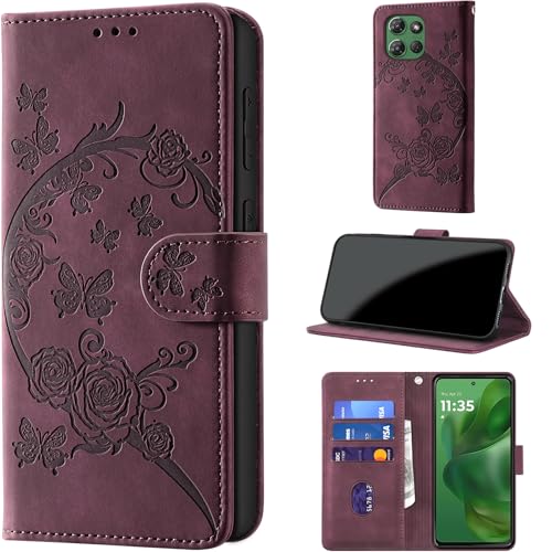 Wallet Case for Motorola Moto G Power (2025), Burgundy | RFID Blocking, Magnetic Closure, Card Holder, Kickstand, Shockproof Flip Cover - color: Burgundy