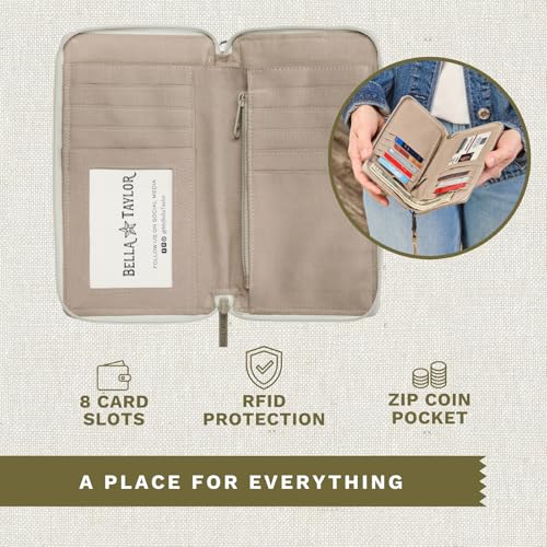 Bella Taylor Cell Phone Wristlet, Quilted Phone Wallet for Women | Lightweight, RFID blocking, phone pocket, built-in wallet, card organizer, coin pocket, secure zipper, quality construction - color: Willow Plaid
