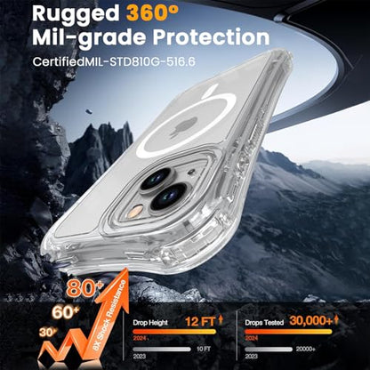 WRJ Magnetic Clear for iPhone 13 Case,iPhone 14 Case,[Compatible with MagSafe][Military Grade Drop Protection] Transparent Full Body Shockproof Protective Phone Case-Clear - color: Clear, style: Transparent