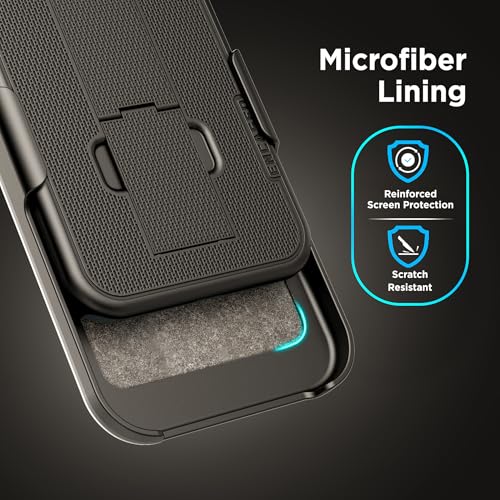 Encased DuraClip Designed for iPhone 16 Case with Belt Clip Phone Holster and Kickstand (Matte Black) - size: iPhone 16