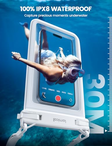 Lamicall Double Pocket Waterproof Phone Pouch, IPX8 Water proof Dry Bag | Privacy Storage for Card & Key, Cruise Ship, Beach Essentials for iPhone 17 16 15 14 13 Pro Max, White - color: White